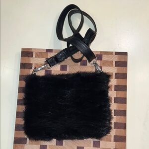 Dana Stein Elegant Black Fur Crossbody Bag